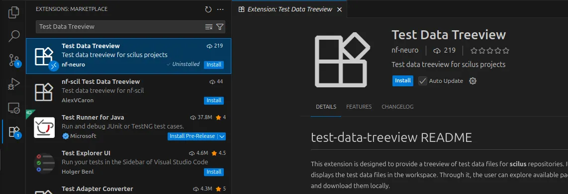 test data explorer extension