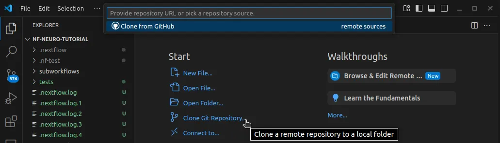 vscode clone github repository